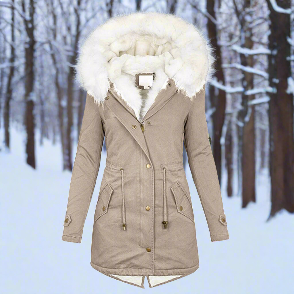 ModeGeist | Faux-Fur-Gefütterte Parka-Jacke - Kapuzenjacke Bis Zur Oberschenkelmitte