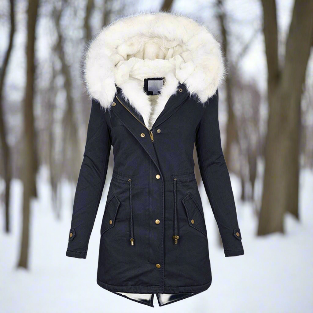 ModeGeist | Faux-Fur-Gefütterte Parka-Jacke - Kapuzenjacke Bis Zur Oberschenkelmitte