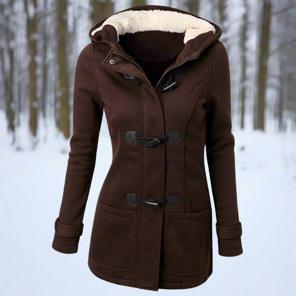 ModeGeist | Woll Toggle Duffle Coat - Kapuzen Fleece Gefütterter Duffle Coat