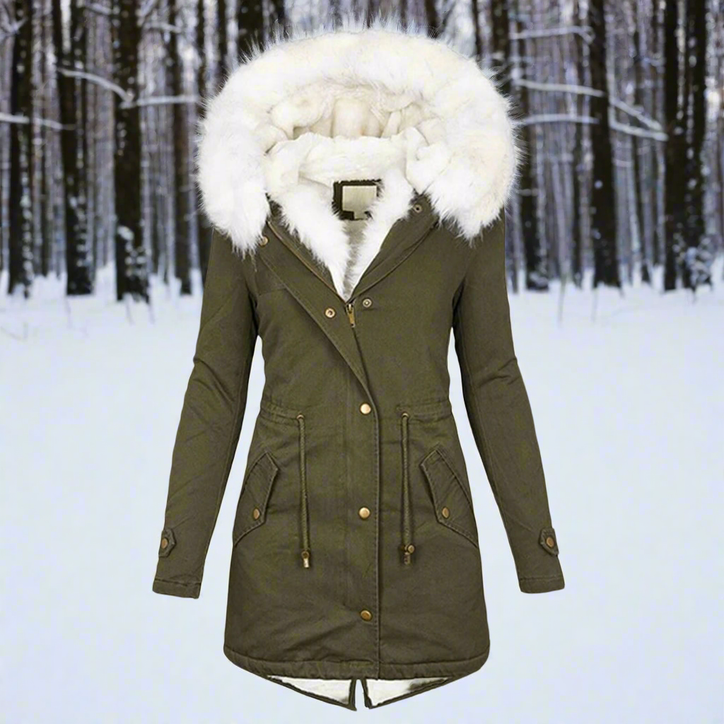 ModeGeist | Faux-Fur-Gefütterte Parka-Jacke - Kapuzenjacke Bis Zur Oberschenkelmitte