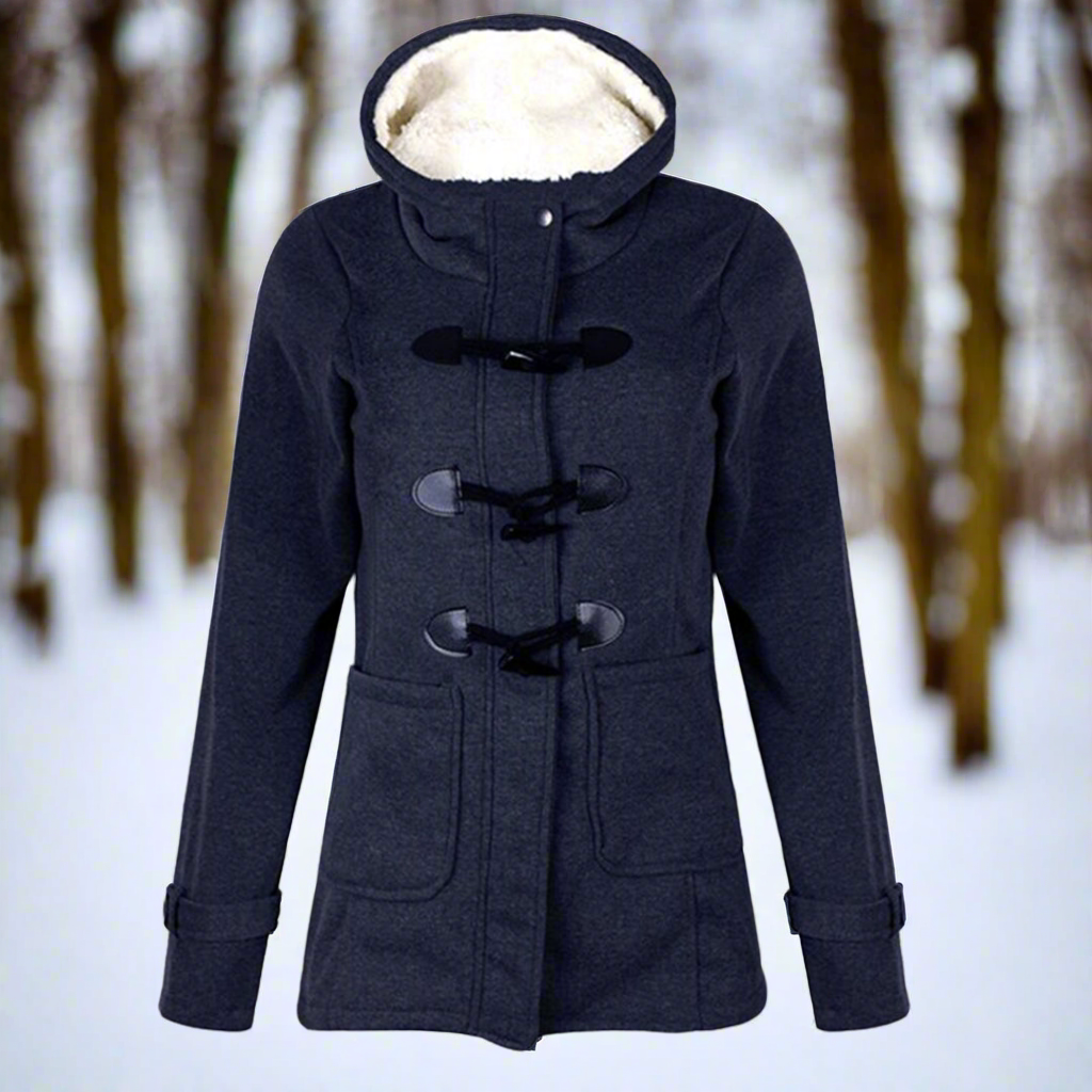 ModeGeist | Woll Toggle Duffle Coat - Kapuzen Fleece Gefütterter Duffle Coat