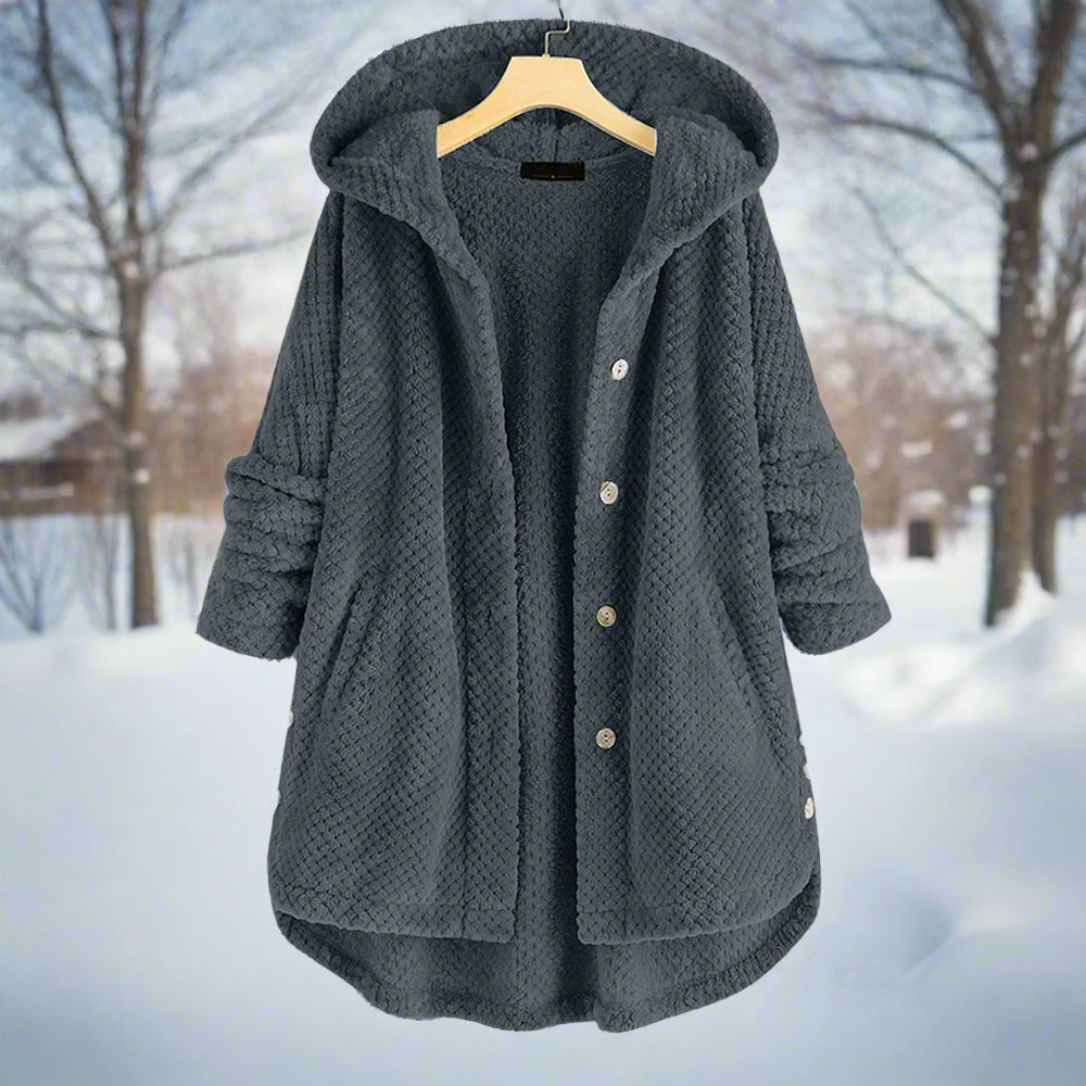 ModeGeist | Bademantel - Strukturiertes Fleece - Lange und Lockere Passform - Knopfverschluss mit Taschen