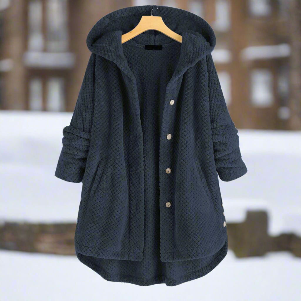 ModeGeist | Bademantel - Strukturiertes Fleece - Lange und Lockere Passform - Knopfverschluss mit Taschen