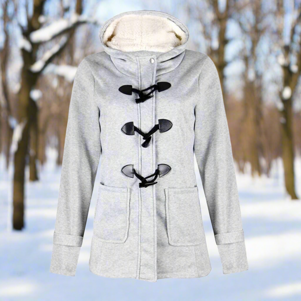 ModeGeist | Woll Toggle Duffle Coat - Kapuzen Fleece Gefütterter Duffle Coat