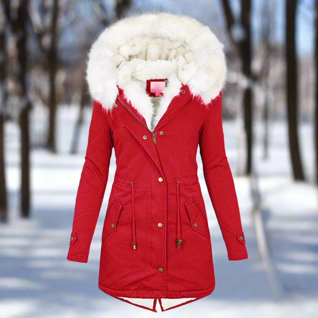 ModeGeist | Faux-Fur-Gefütterte Parka-Jacke - Kapuzenjacke Bis Zur Oberschenkelmitte