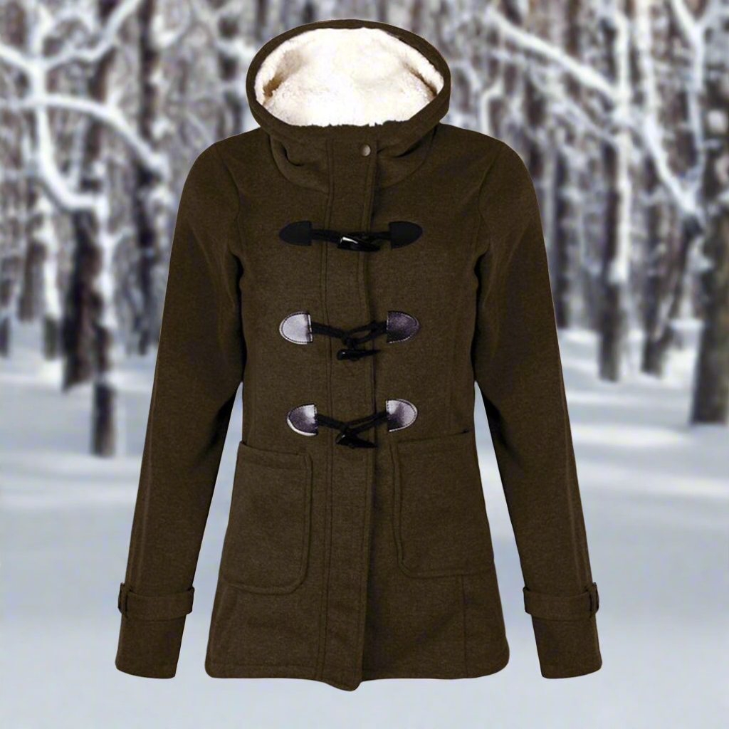 ModeGeist | Woll Toggle Duffle Coat - Kapuzen Fleece Gefütterter Duffle Coat