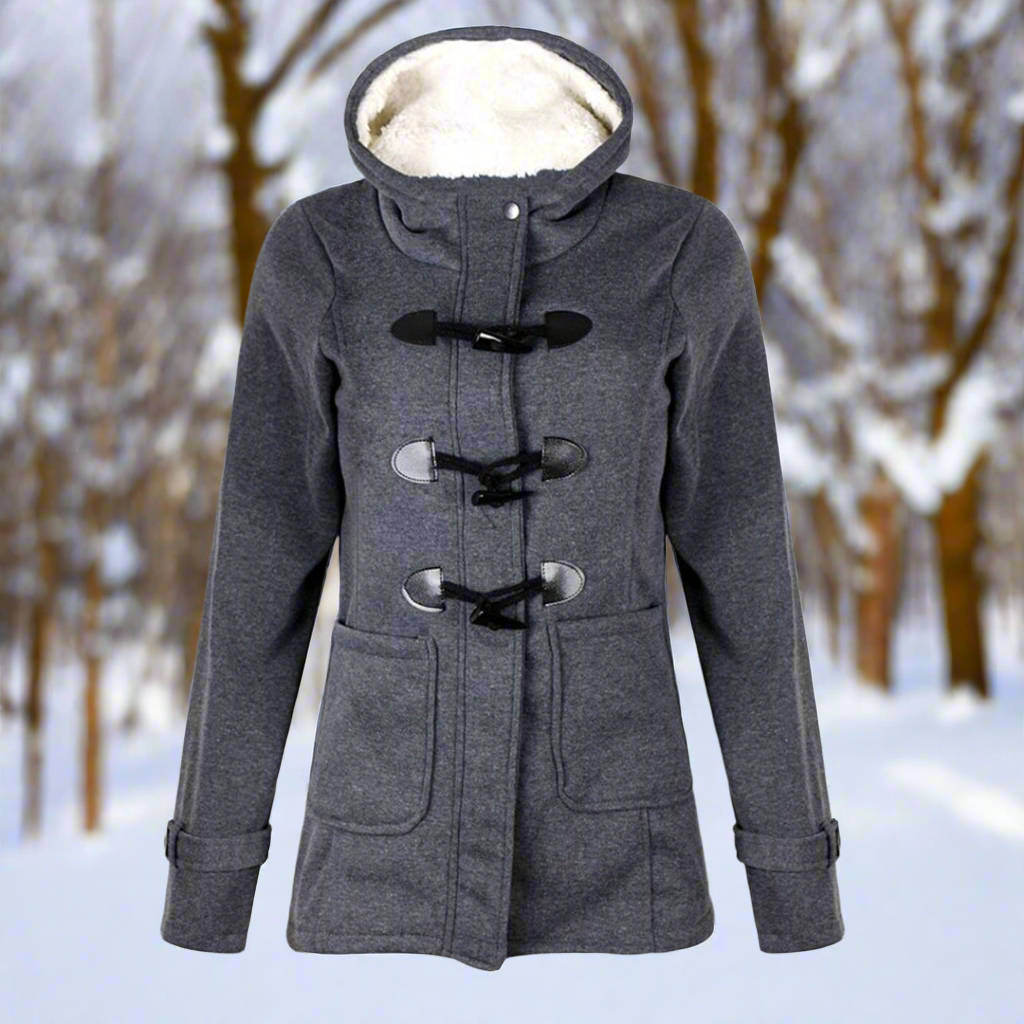 ModeGeist | Woll Toggle Duffle Coat - Kapuzen Fleece Gefütterter Duffle Coat