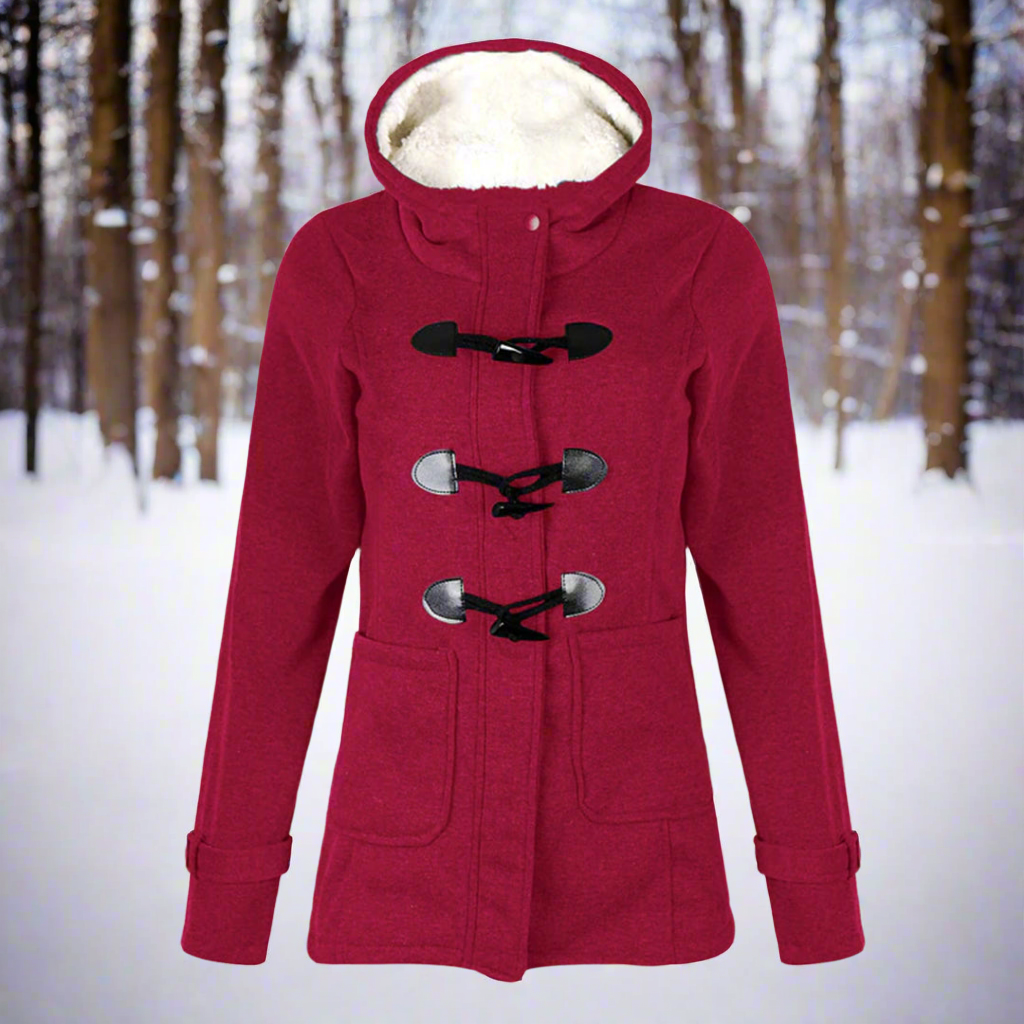 ModeGeist | Woll Toggle Duffle Coat - Kapuzen Fleece Gefütterter Duffle Coat