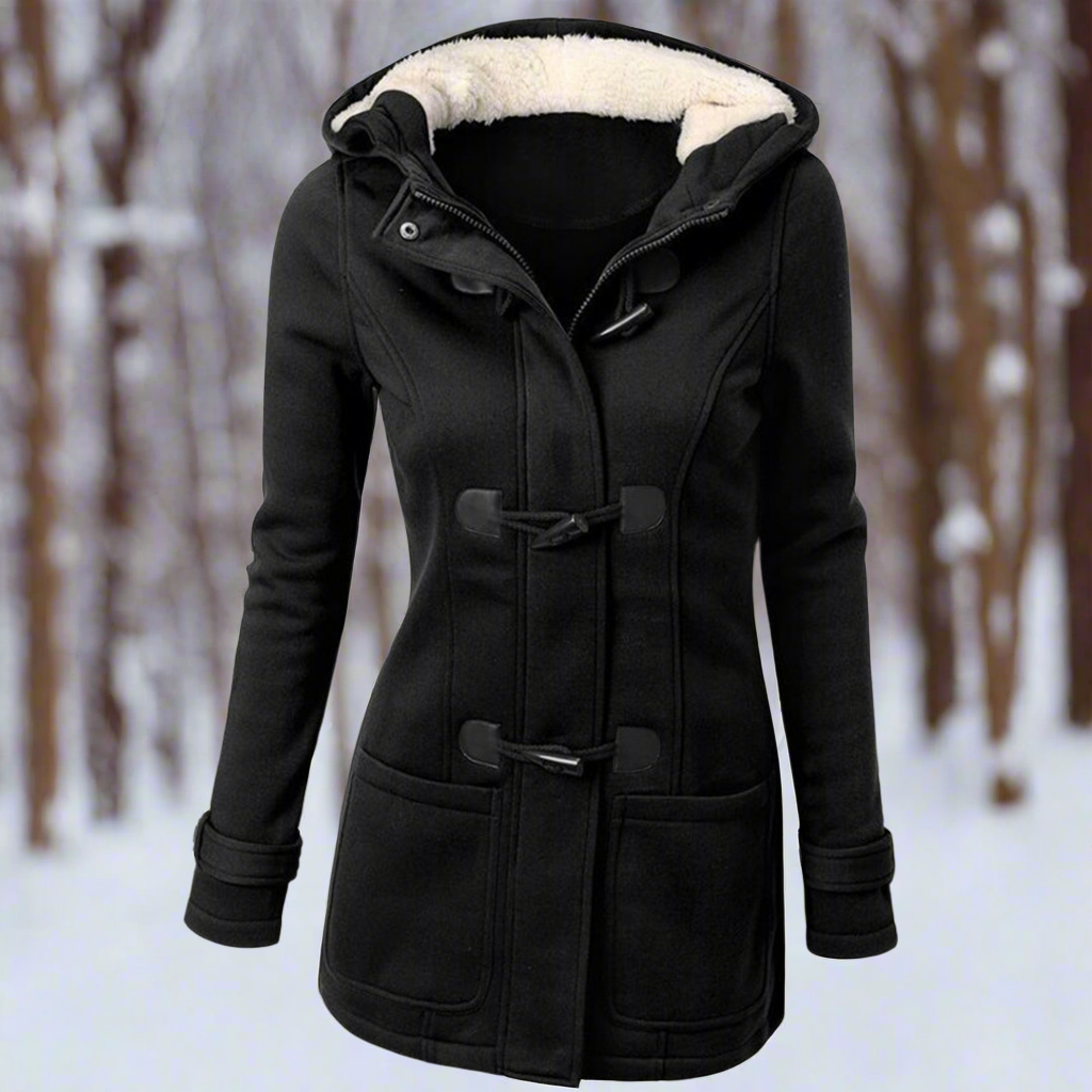 ModeGeist | Woll Toggle Duffle Coat - Kapuzen Fleece Gefütterter Duffle Coat