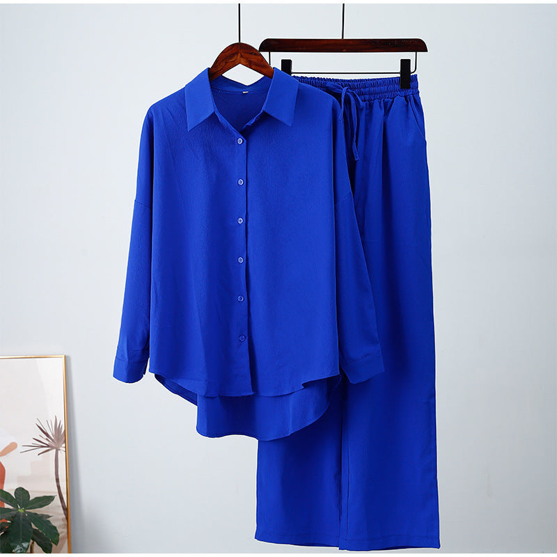 Fudus | Einfarbige Langarm Bluse und Hose im europäischen und amerikanischen Freizeit-Stil