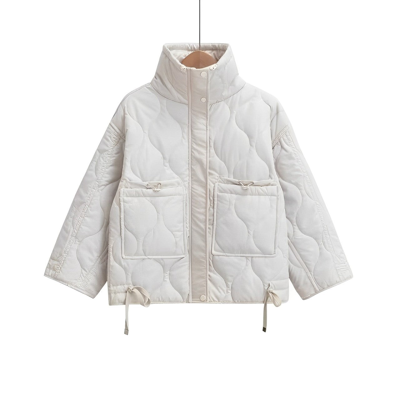 ModeGeist | Baumwolljacke in Hüftlänge mit Stehkragen und Kordelzug