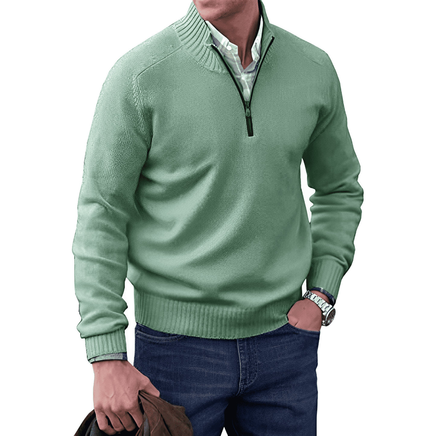 ModeGeist | Klassischer Halb-zip Pullover für Männer Baumwolle Komfortabel und Warm
