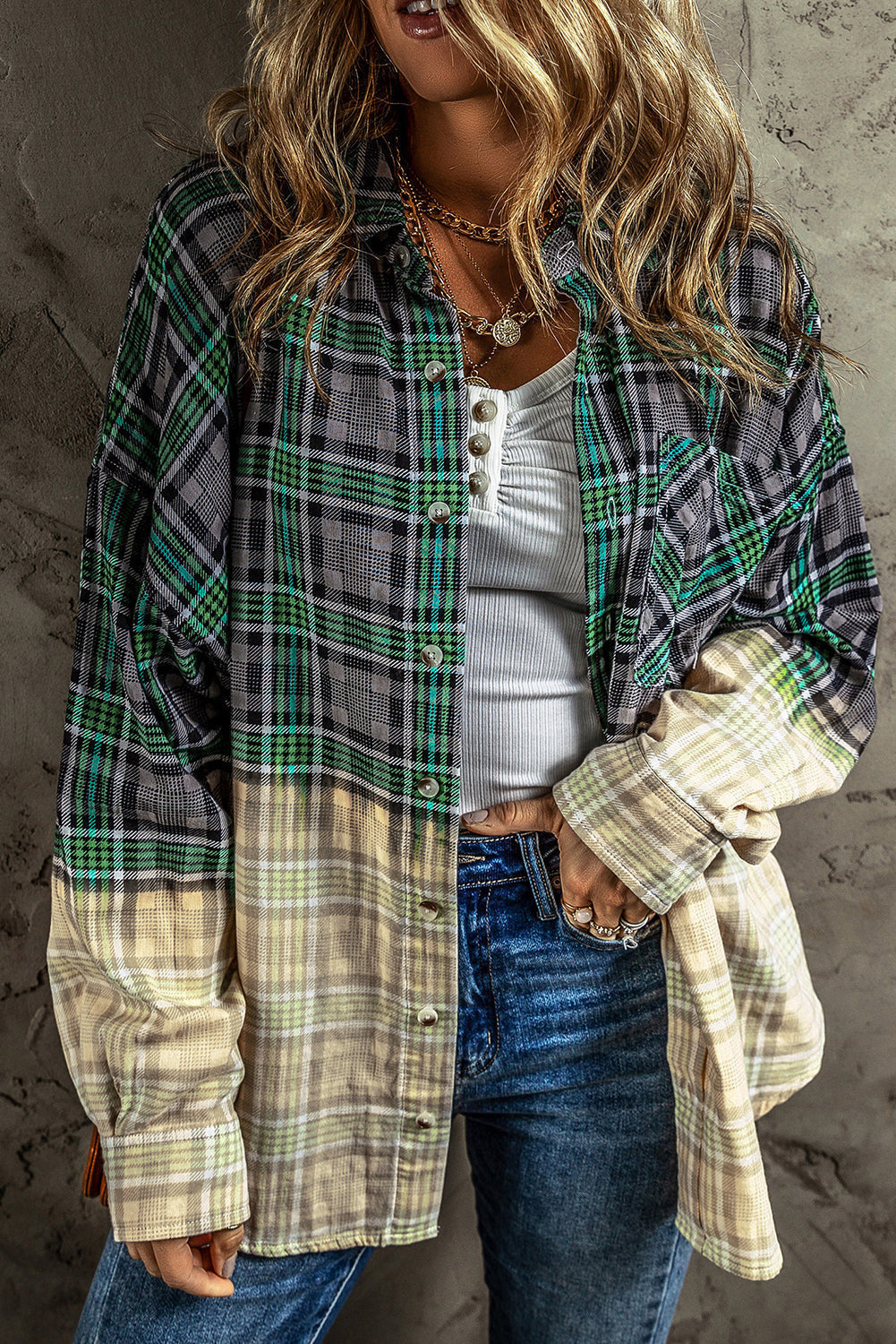 ModeGeist | Patchwork Cam Jacket in Checkered Cotton Blend Trendy und Unique