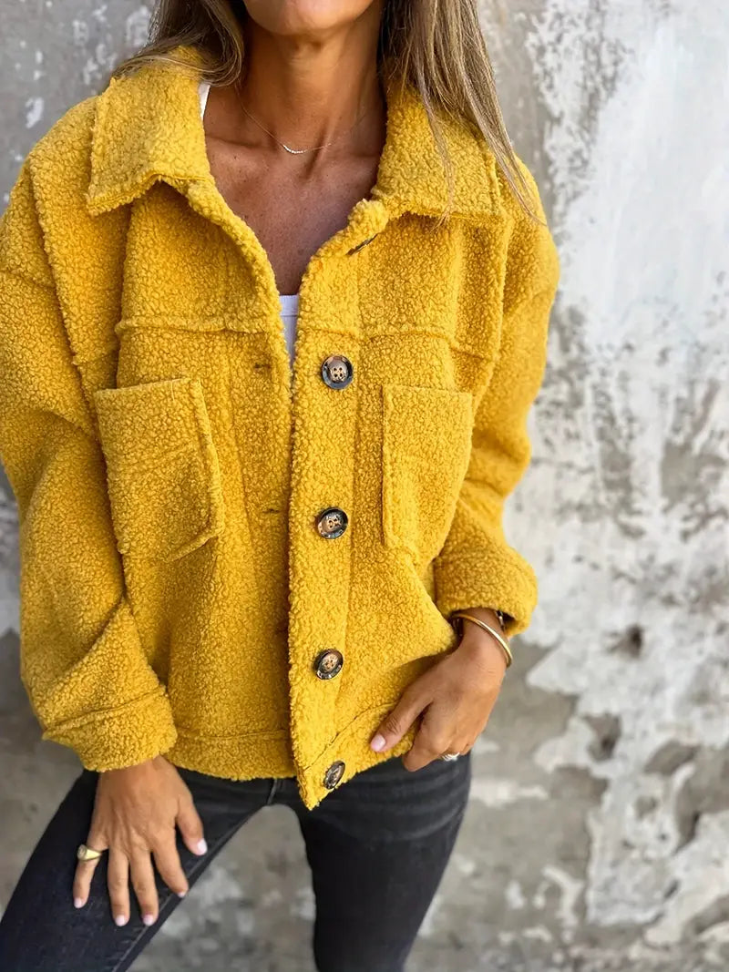 ModeGeist | Wintermantel Aus Plüsch mit Langen Ärmeln für Damen