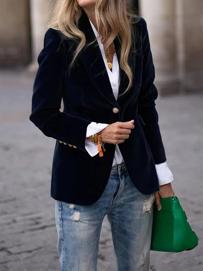 MODEGEIST Damen Blazer Samt Tailliert Elegant