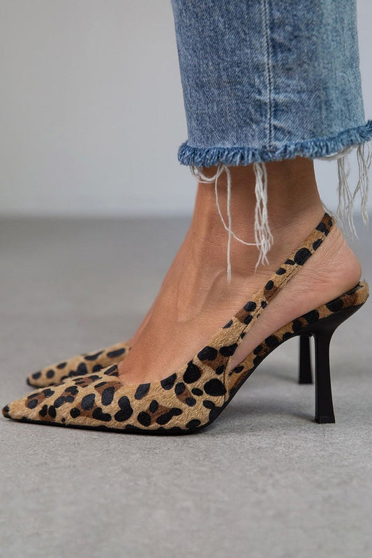 MODEGEIST Damen Spitze Pumps Leopardenmuster Khaki