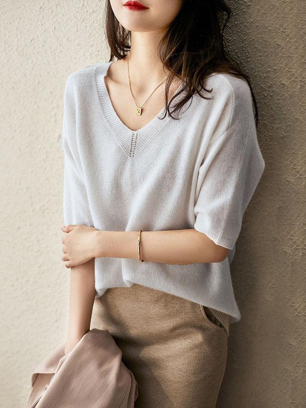 ModeGeist | weicher Cashmere-Pullover mit V-Ausschnitt für Damen