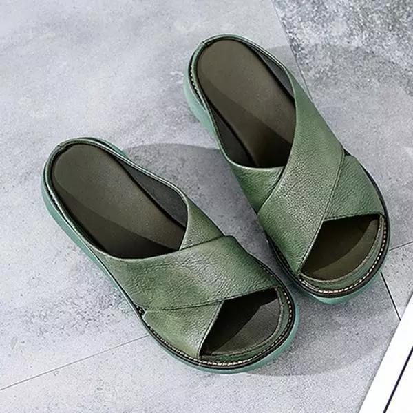 MODEGEIST Damen Flache Sandalen Gepolsterte Sohle X-Riemen