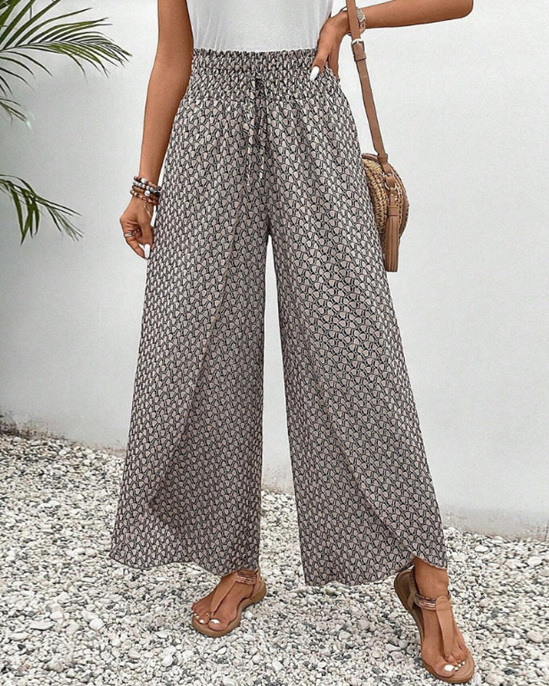 MODEGEIST Damen Wide-Leg Hose geometrisches Muster atmungsaktiv