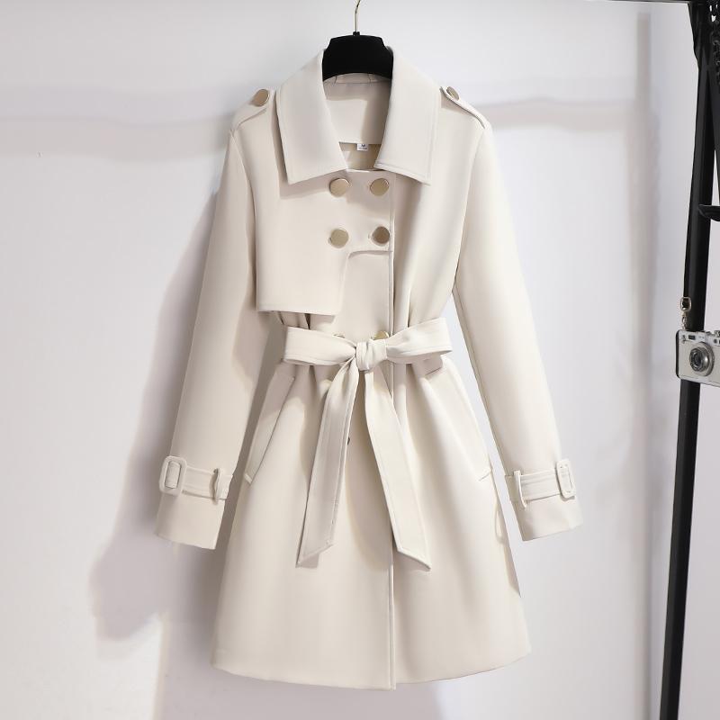 ModeGeist | Damen Stilvoll Trenchcoat Weiß