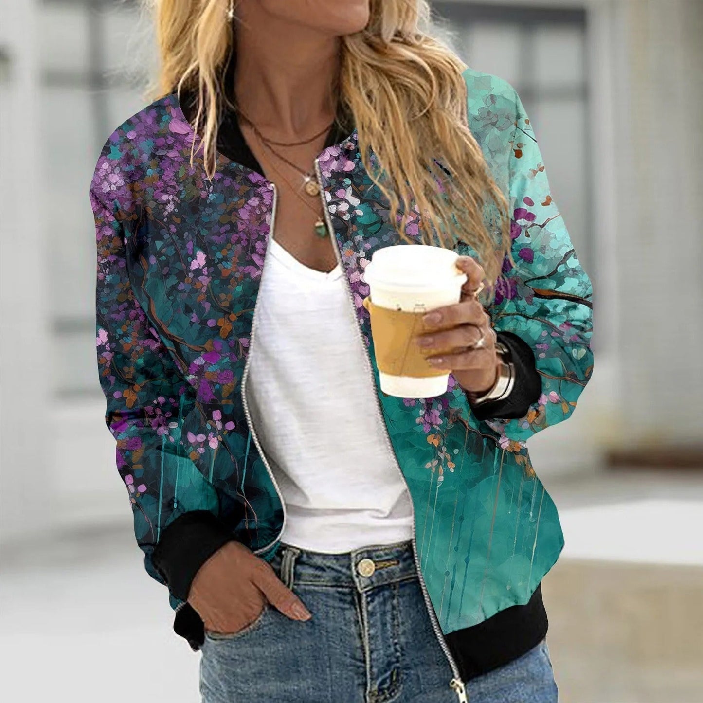 Damen Bomberjacke im Vintage-Blumenmuster - Silvia