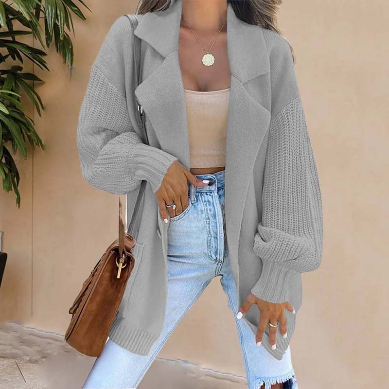 ModeGeist | Einfarbige Zeitlose Strickjacke für Damen