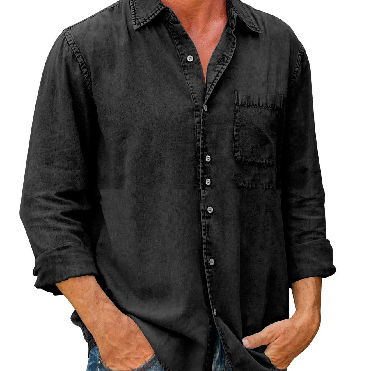 Herren Langarmhemd Bronislaw: Casual, unifarben