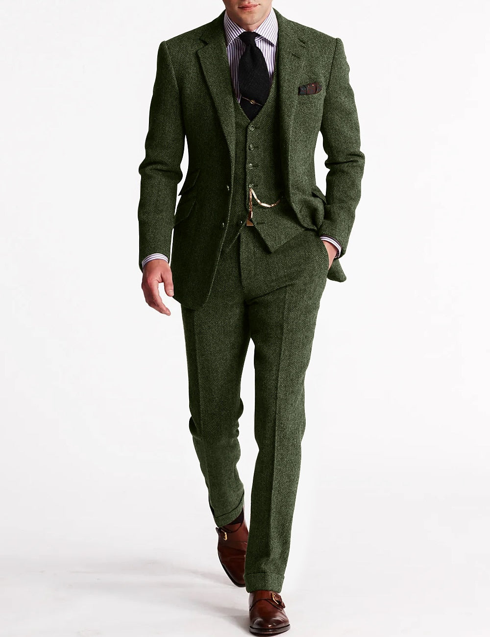 Klassische Tweed Herren Anzüge, dreiteilig