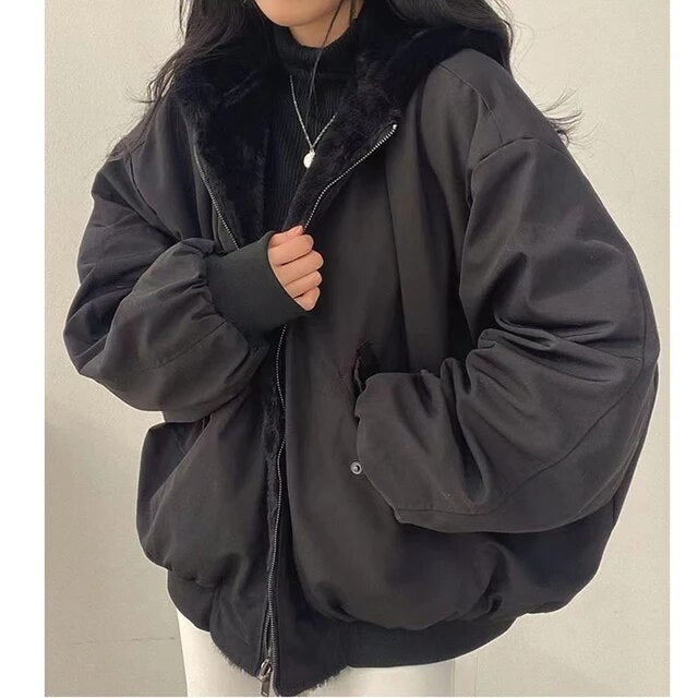 ModeGeist | Damen Pufferjacke mit Teddyfell