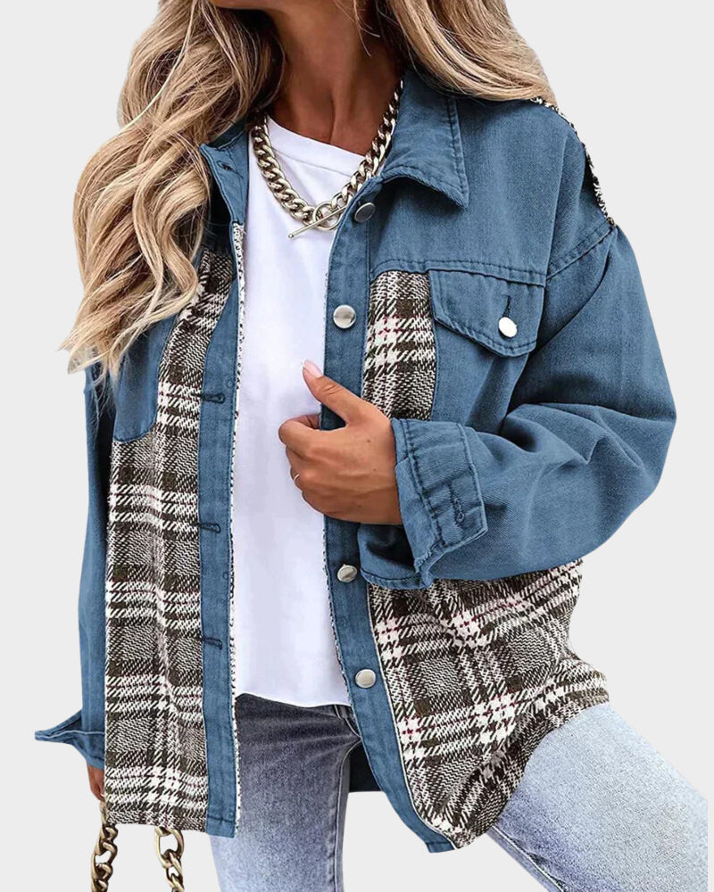 ModeGeist | Lässige Jacke mit Karodetails Baumwolle Lässig, Stilvoll