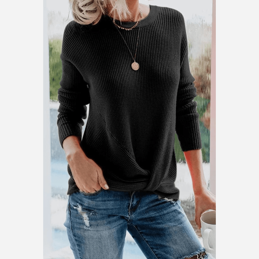 ModeGeist | Leichtgewicht Strickbluse mit Langarmdesign Gerippte Struktur Lässiger Komfort