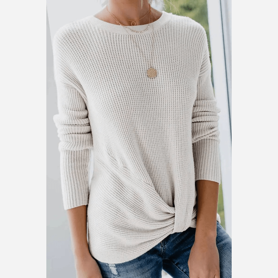 ModeGeist | Leichtgewicht Strickbluse mit Langarmdesign Gerippte Struktur Lässiger Komfort