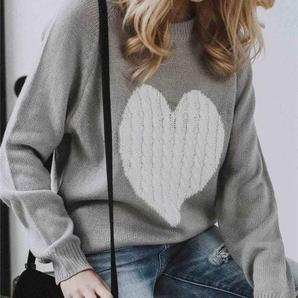 ModeGeist | Herz Patchwork Pullover Strickdesign Lässiger Komfort
