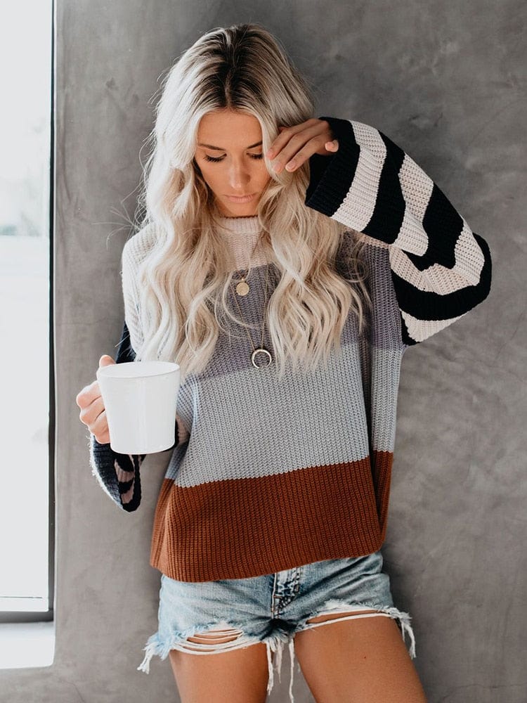 ModeGeist | Strickbluse mit Blockstreifen Lässiger Komfort Entspanter Stil
