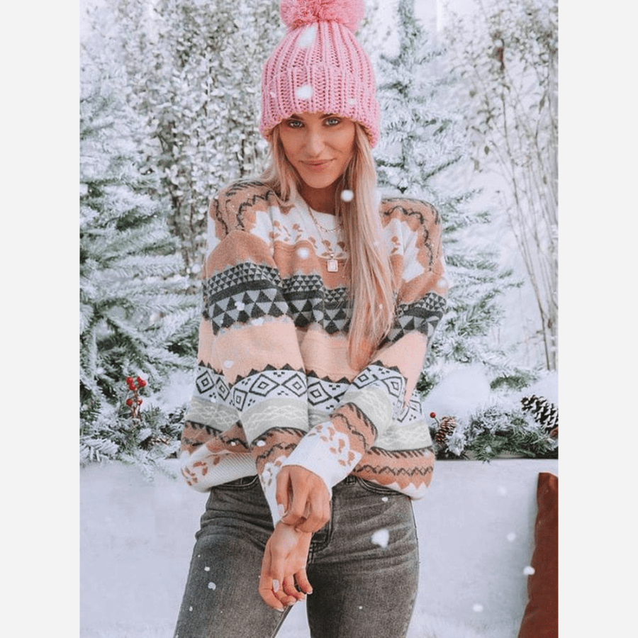 ModeGeist | Boheme Gemusteter Strickpullover Weiche Strickqualität Winterkomfort