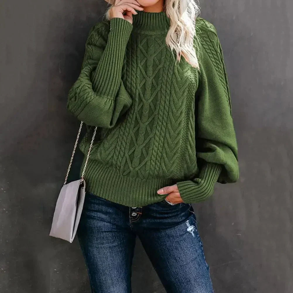 ModeGeist | Chunky Strickpullover mit Hohem Kragen Kabelstrick Design Warme Bequemlichkeit