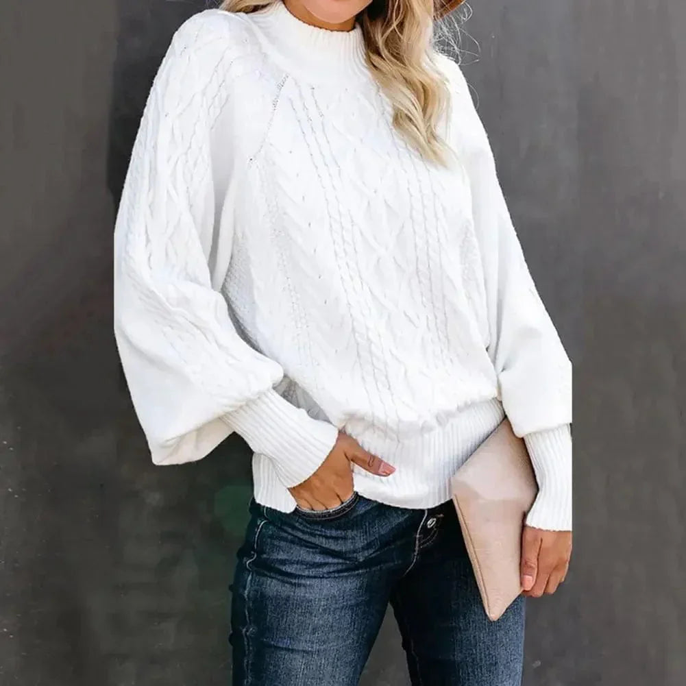 ModeGeist | Chunky Strickpullover mit Hohem Kragen Kabelstrick Design Warme Bequemlichkeit