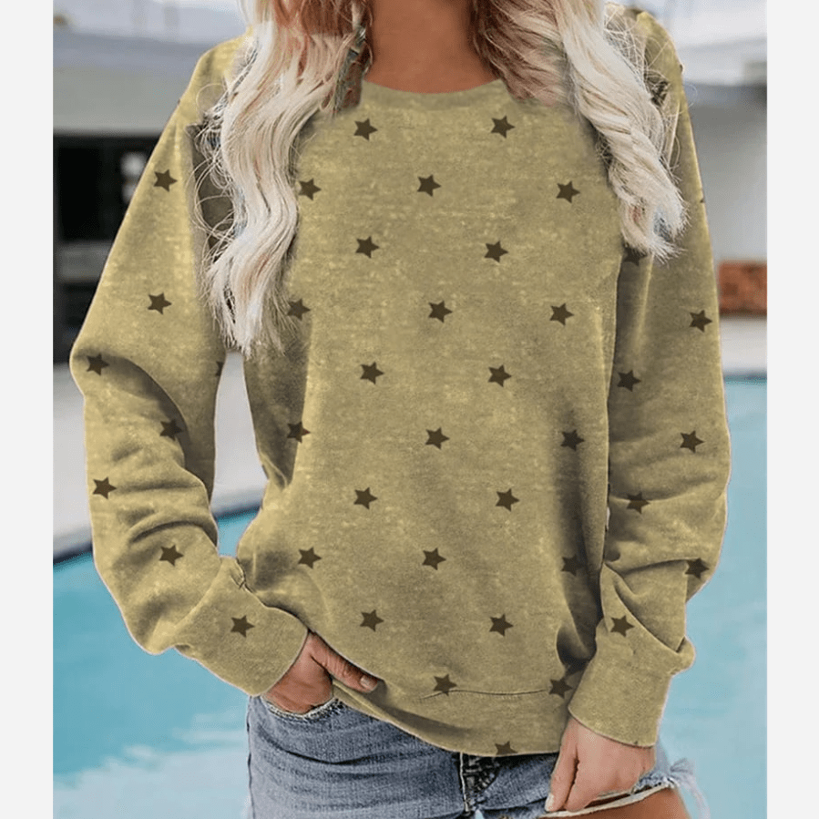 ModeGeist | Lässiges Sweatshirt mit Sternmuster Langärmeliges Design Weich und Bequem