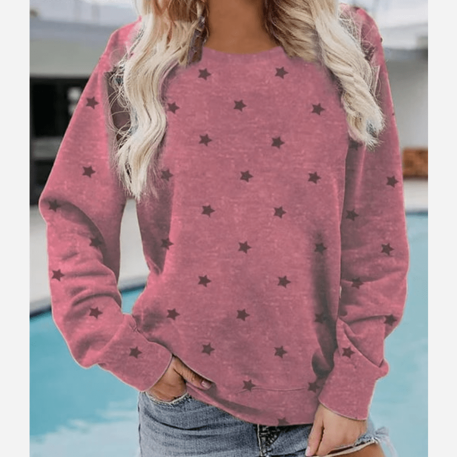 ModeGeist | Lässiges Sweatshirt mit Sternmuster Langärmeliges Design Weich und Bequem
