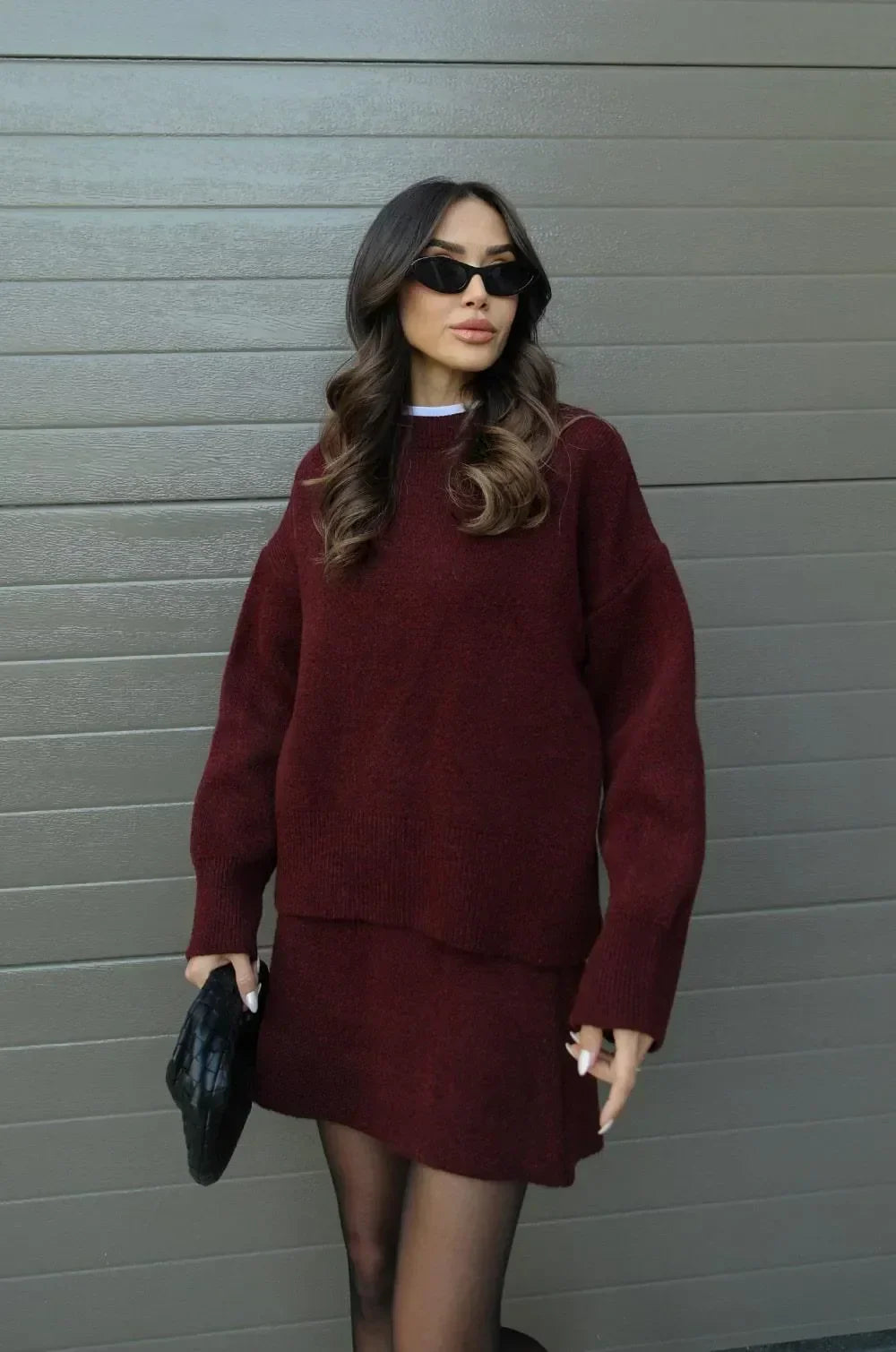Loury Knit Two-Piece Set (Top & Skirt)