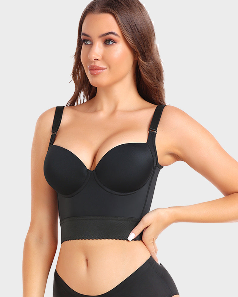 MODEGEIST Damen Longline Push-Up BH Shapewear Verstellbare Träger