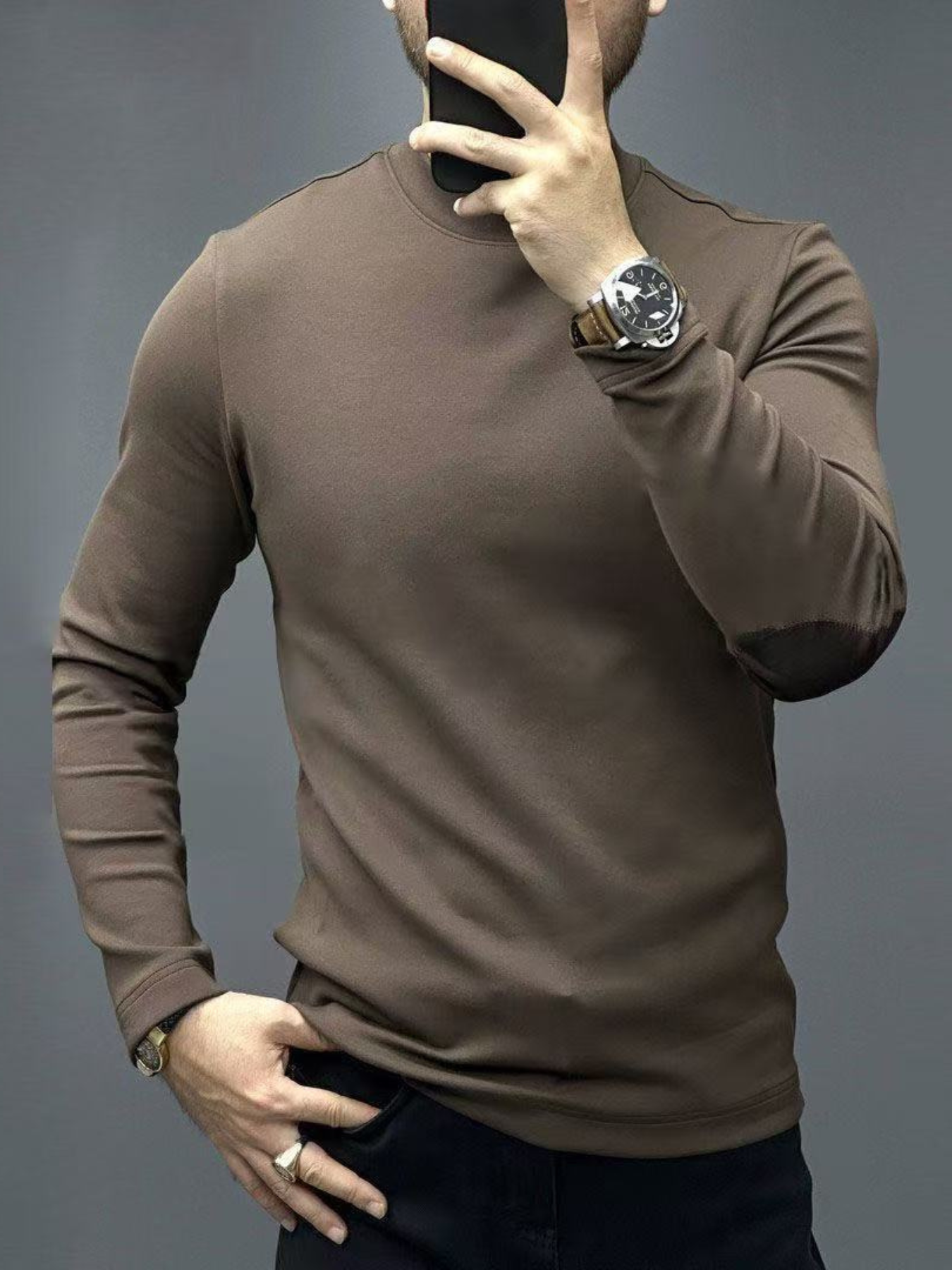 Men's Close-Fitting Long-Sleeved Pullover