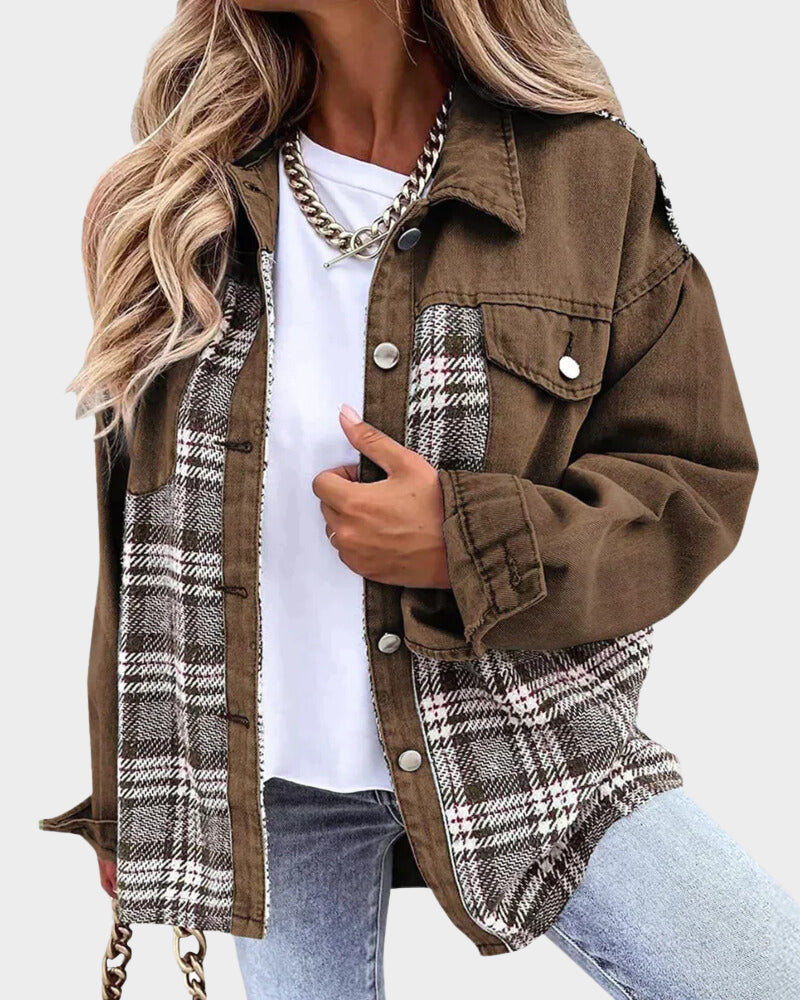 ModeGeist | Lässige Jacke mit Karodetails Baumwolle Lässig, Stilvoll