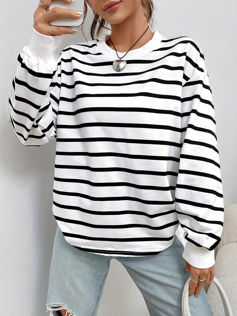 Fudus Damen-Sweatshirt mit Streifen