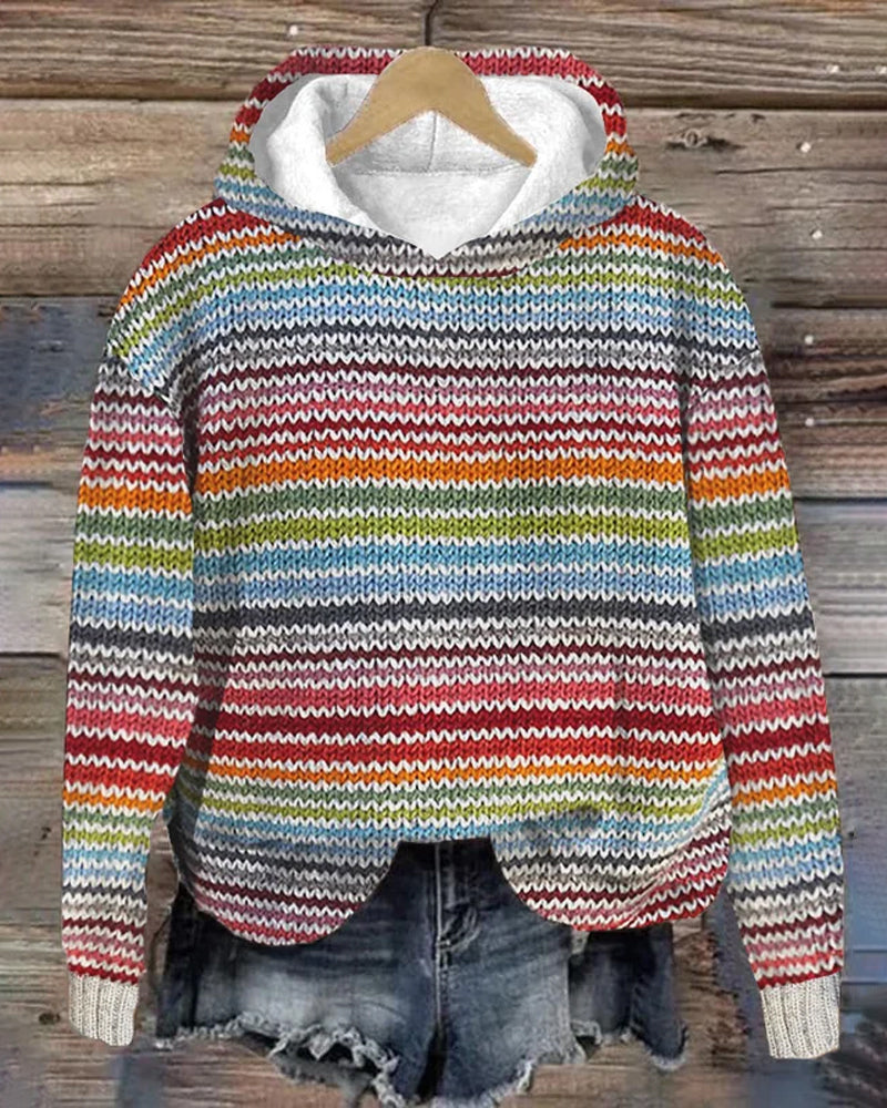 Streifiger Kapuzenpullover für Damen