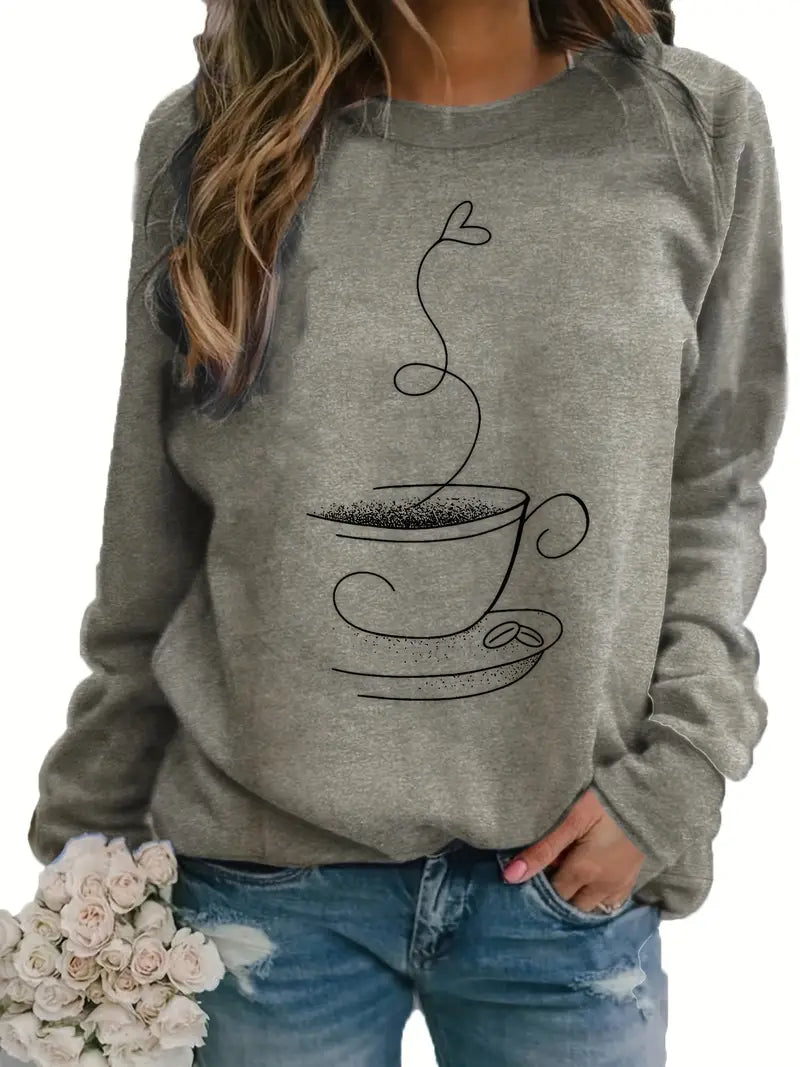 Sweatshirt with Coffee Graphic by Fudus