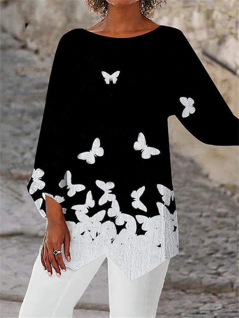 Langarmshirt mit Rundhalsausschnitt und geometrischem Muster von Fudus