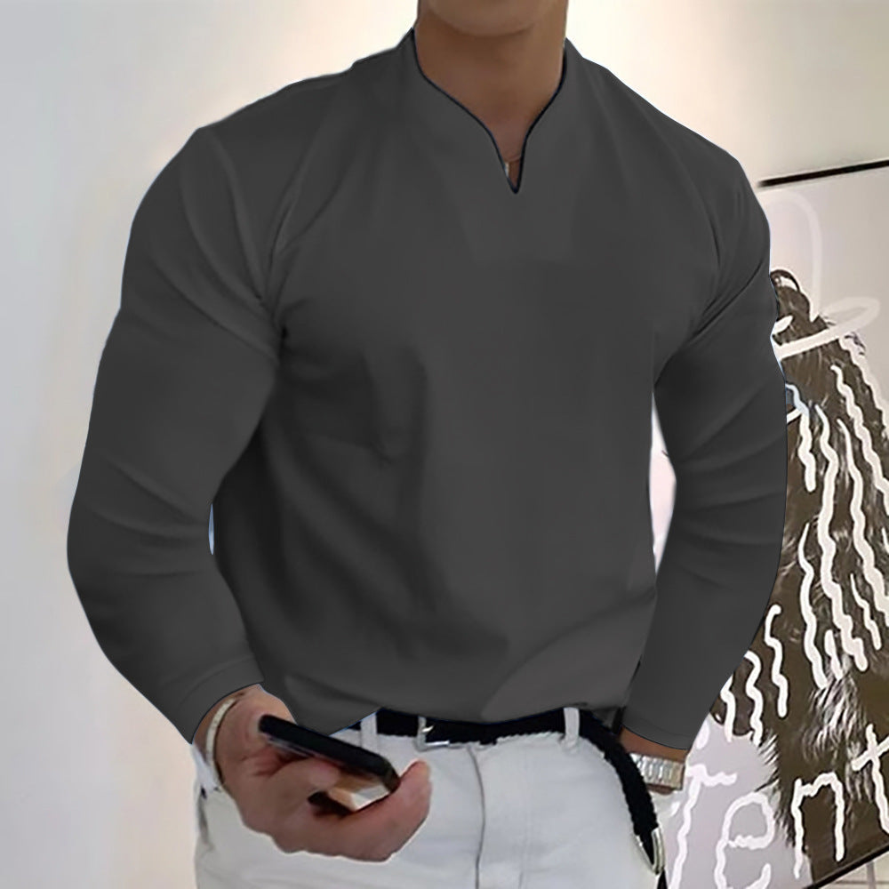 Crispin Baumwoll-T-Shirt für Herren, lässig, Langarm
