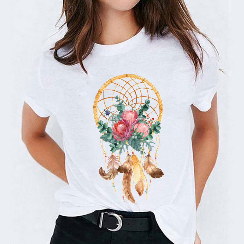 Süßes Cartoon-Shirt mit kurzen Ärmeln von Fudus