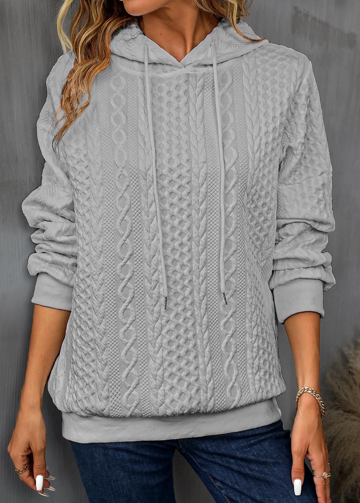 Frauen Kapuzenpullover mit Kordelzug und langen Ärmeln von Fudus
